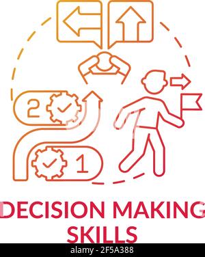 Decision making skills red gradient concept icon Stock Vector