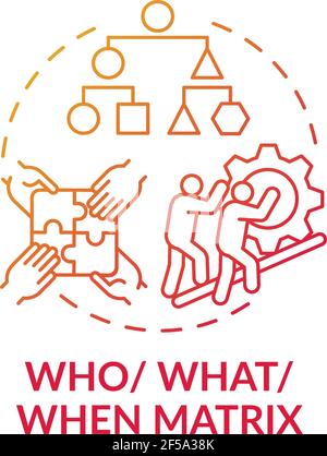 Who, what, when matrix red gradient concept icon Stock Vector