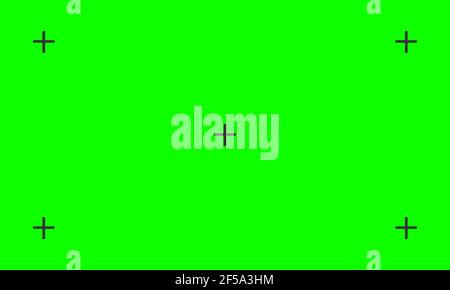 Vector illustration of green screen chroma key background. Blank green background with VFX motion tracking markers. Stock Vector