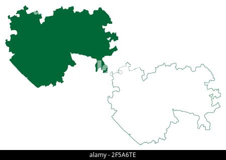 Junagadh district (Gujarat State, Republic of India) map vector illustration, scribble sketch Junagadh map Stock Vector