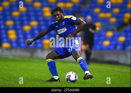 File photo dated 30-01-2021 of AFC Wimbledon's Darnell Johnson with the ball during Sky Bet League One match at Plough Lane, Wimbledon. Issue date: Thursday March 25, 2021. Stock Photo