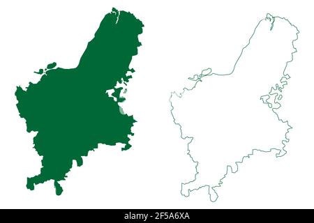 Jamnagar district (Gujarat State, Republic of India) map vector ...