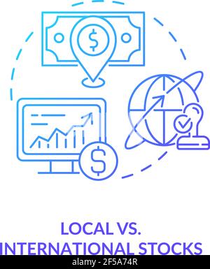 Local vs. international stocks concept icon Stock Vector