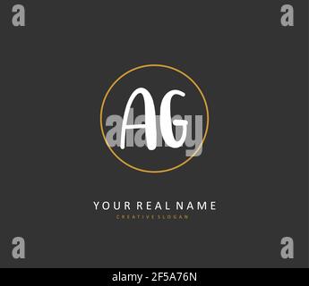 AG Initial letter handwriting and signature logo. A concept handwriting initial logo with template element. Stock Vector