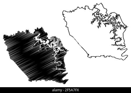 DeKalb County, State of Tennessee (U.S. county, United States of America, USA, U.S., US) map vector illustration, scribble sketch DeKalb map Stock Vector