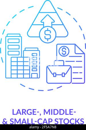 Large, middle and small-cap stocks concept icon Stock Vector