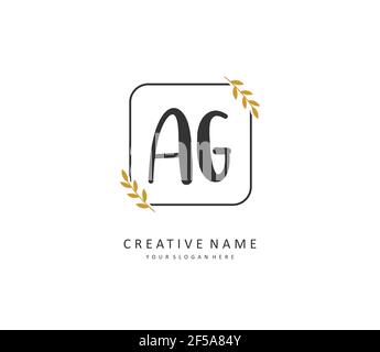 AG Initial letter handwriting and signature logo. A concept handwriting initial logo with template element. Stock Vector