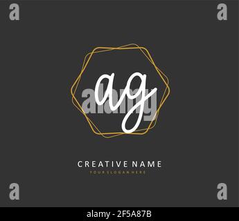 AG Initial letter handwriting and signature logo. A concept handwriting initial logo with template element. Stock Vector