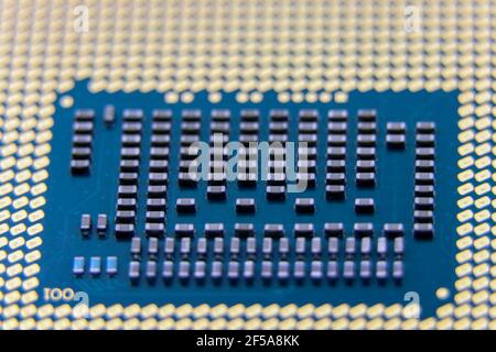 Top view closeup view of a modern CPU processor Stock Photo