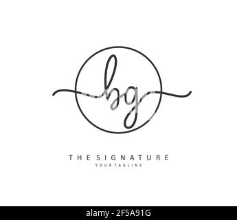 BG Initial letter handwriting and signature logo. A concept handwriting initial logo with template element. Stock Vector