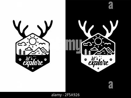 Nature illustration in hexagon shape with horn design Stock Vector