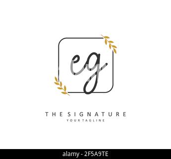 EG Initial letter handwriting and signature logo. A concept handwriting initial logo with template element. Stock Vector