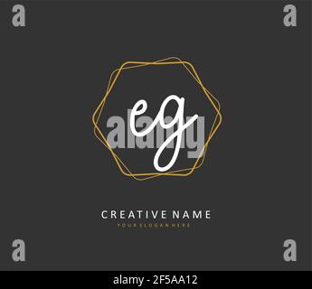 EG Initial letter handwriting and signature logo. A concept handwriting initial logo with template element. Stock Vector
