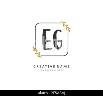 EG Initial letter handwriting and signature logo. A concept handwriting initial logo with template element. Stock Vector