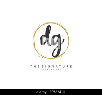 DG Initial letter handwriting and signature logo. A concept handwriting initial logo with template element. Stock Vector