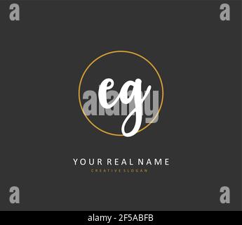 EG Initial letter handwriting and signature logo. A concept handwriting initial logo with template element. Stock Vector