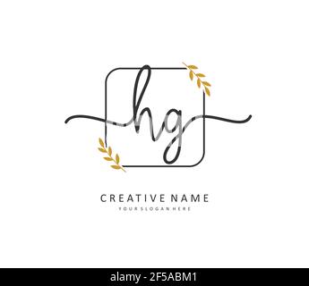 HG Initial letter handwriting and signature logo. A concept handwriting initial logo with template element. Stock Vector