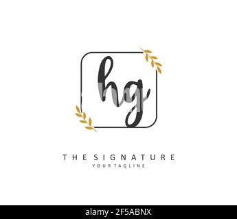 HG Initial letter handwriting and signature logo. A concept handwriting initial logo with template element. Stock Vector