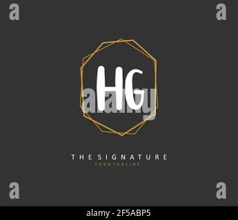 HG Initial letter handwriting and signature logo. A concept handwriting initial logo with template element. Stock Vector