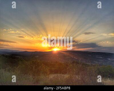 Sun-rays over Provence Stock Photo
