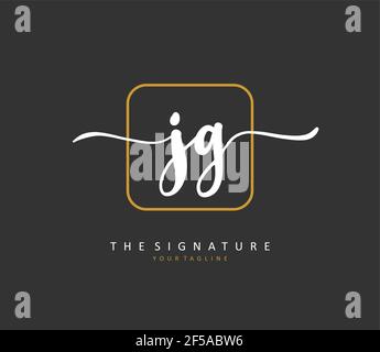 JG Initial letter handwriting and signature logo. A concept handwriting initial logo with template element. Stock Vector