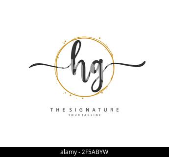 HG Initial letter handwriting and signature logo. A concept handwriting initial logo with template element. Stock Vector