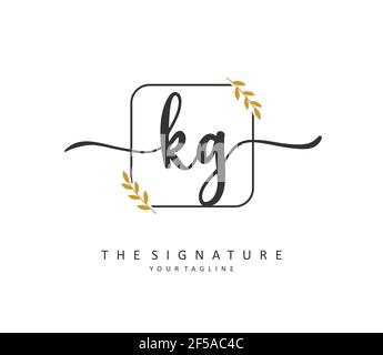 KG Initial letter handwriting and signature logo. A concept handwriting initial logo with template element. Stock Vector