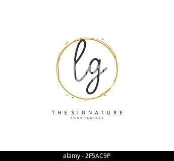 LG Initial letter handwriting and signature logo. A concept handwriting initial logo with template element. Stock Vector
