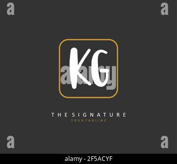 KG Initial letter handwriting and signature logo. A concept handwriting initial logo with template element. Stock Vector