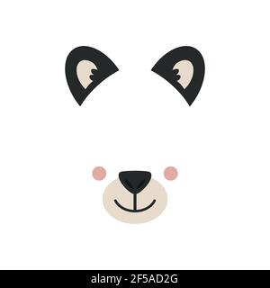 Cute panda face. Mask. Vector illustration isolated on white background. Stock Vector