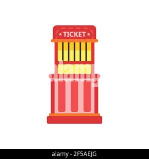 Red carnival info ticket office isolated on white background, vector illustration. Stock Vector