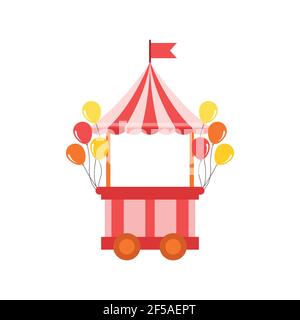 Ticket cart or kiosk at the carnival festival vintage and retro style. Vector illustration. Stock Vector