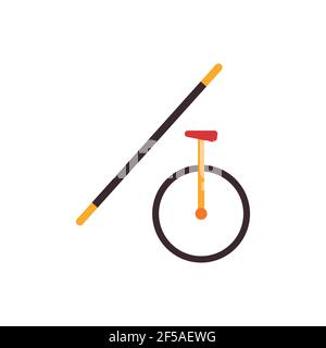 Vector illustration unicycle or one wheel bicycle. Cartoon flat icon. Circus Stock Vector
