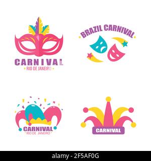 Circus amazing set of vector emblems, labels, logos and typographic stamps in vibrant colors isolated on white background. Stock Vector