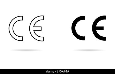 CE mark symbol for conformite europeenne, clean label product, information shadow vector illustration sign . Stock Vector
