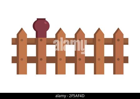 Wooden fence on white background - vector illustration. Stock Vector