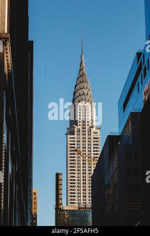 Chrysler building against blue sky Stock Photo