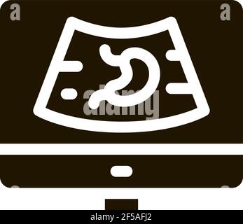 computer diagnostics of stomach icon Vector Glyph Illustration Stock Vector