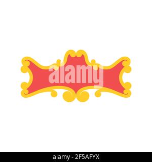 Badge with banner Illustration of a red and yellow badge with a banner for a message. Stock Vector