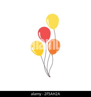 Bunch of balloons in cartoon flat style isolated on white background. Vector set. Stock Vector