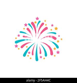 Simple style blue and red firework. Celebration decor element, national holiday, independence day. Stock Vector