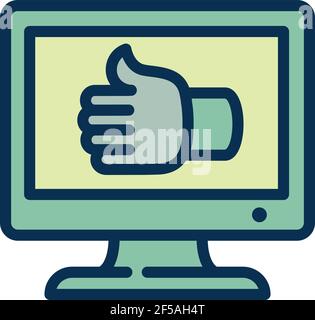 Computer online vote icon. Outline Computer online vote vector icon for web design isolated on white background Stock Vector