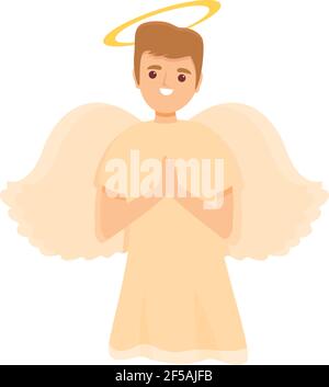 Angel boy icon. Cartoon of angel boy vector icon for web design isolated on white background Stock Vector