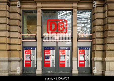 Deutsche Bahn DB ticket machines, Frankfurt train station, Germany Stock Photo
