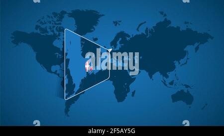 Map of Denmark with a pinned blue pin. Pinned flag of Denmark, vector ...