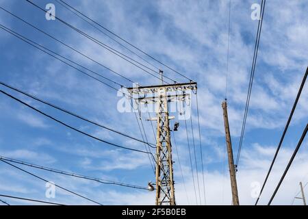 old tower electric transformer Stock Photo - Alamy