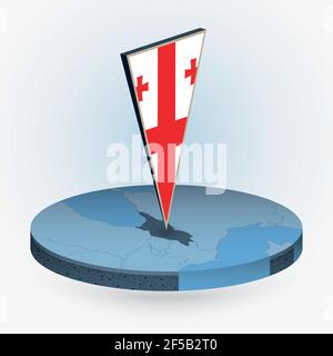Georgia map in round isometric style with triangular 3D flag of US ...