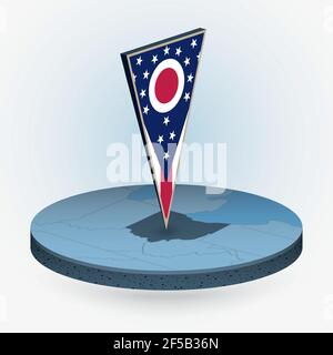 3d isometric Map of Ohio is a state of United States with national flag ...