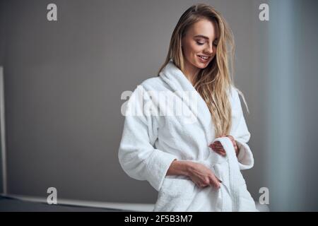 Pleased client getting ready for a beauty procedure Stock Photo