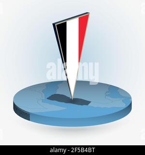 Isometric map and flag of Yemen. 3D isometric shape of Yemen. Vector ...